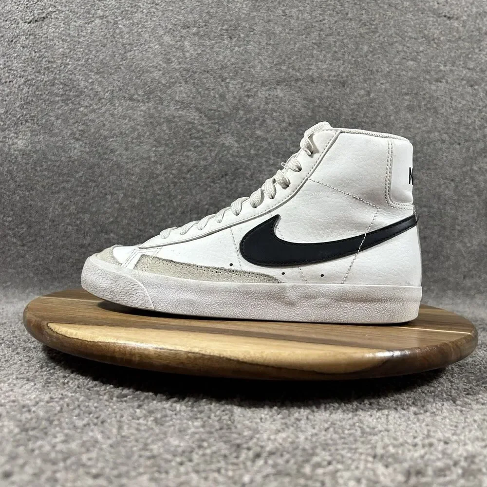 Nike Blazer Mid '77 GS DA4086-100 Kids Size 4.5Y White Black Leather Shoes Used